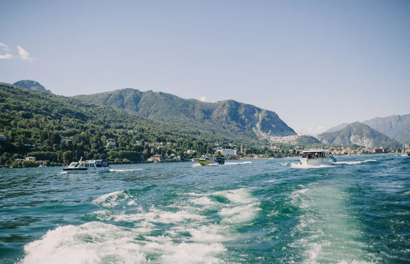 Lake Maggiore seen from a boat near Stresa